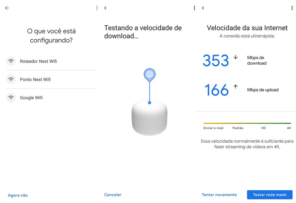 Teste de conexão do Google WiFi (Captura: Jucyber/Canaltech)
