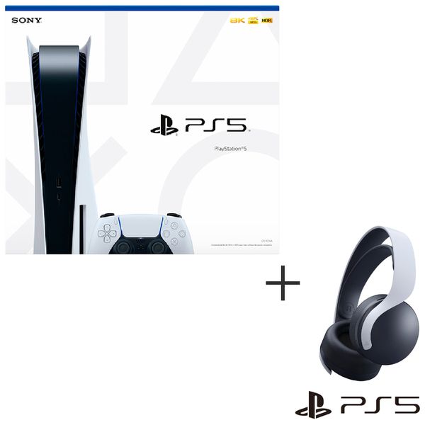 Playstation 5 com 825 GB e 01 DualSense sem Fio + Headset sem Fio Sony Pulse 3D para PS4 e PS5 Branco - 3005691