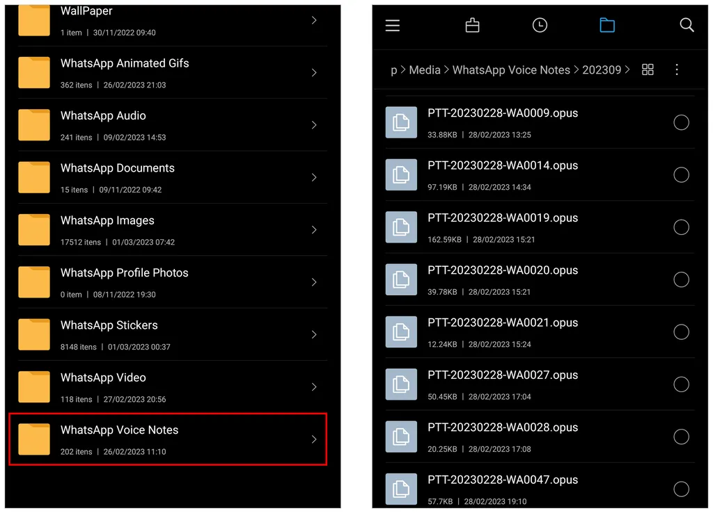 Acesse as pastas do Android para encontrar áudios do WhatsApp (Imagem: Captura de tela/André Magalhães/Canaltech)