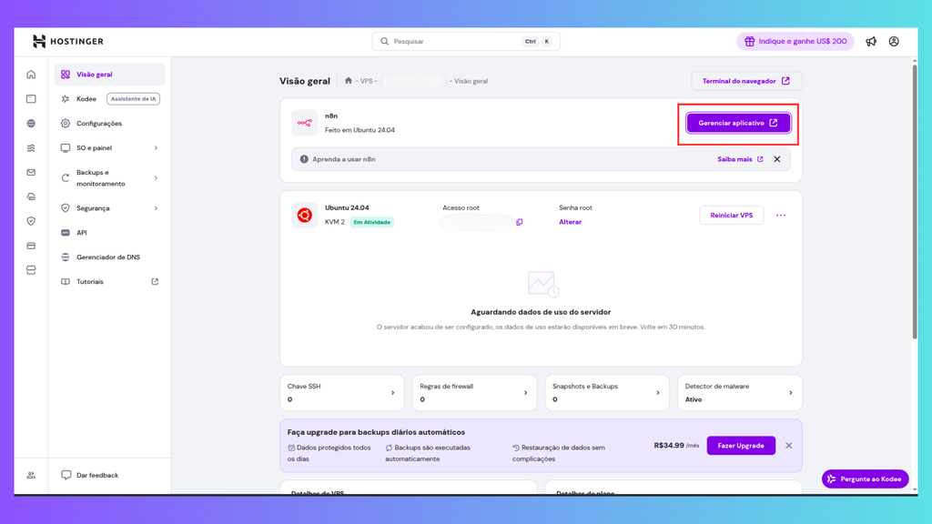 Como hospedar o n8n na Hostinger (Imagem: Captura de tela/Canaltech)