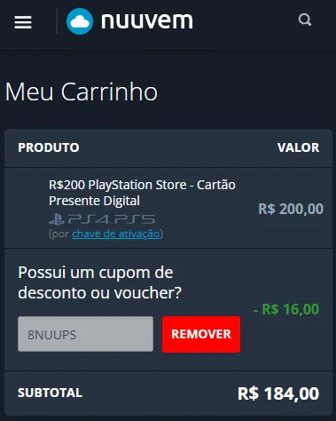 Comprar Cartão PSN 200 Reais Playstation Network Brasil