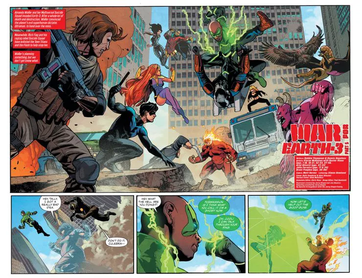 Cena de War for Earth-3 nº 2, em trama que expõe fraqueza dos Lanternas Verdes (Imagem: Reprodução/DC)