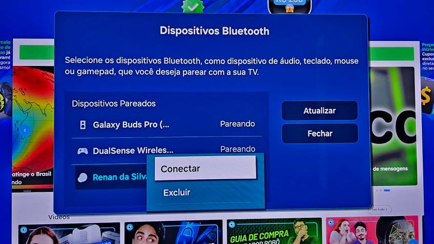 Conexão Fone Bluetooth TV Samsung 2024 Passo 3