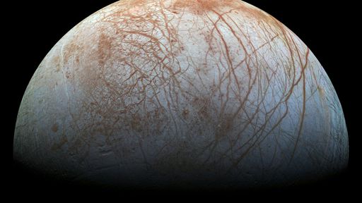 Dados do Hubble mostram vapor d'água persistente em apenas um lado da lua Europa
