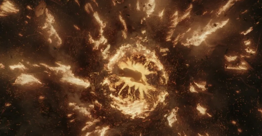 Havia quem acreditasse que ele era Sauron por chegar em um olho de fogo no meio do chão (Imagem: Reprodução/Amazon Prime Video)