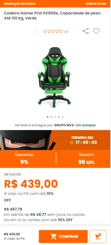 Cadeira Gamer Prizi Pz E Capacidade De Peso At Kg Verde Canaltech Ofertas