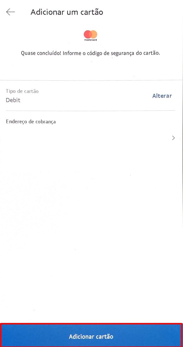 Toque em "Adicionar cartão" - (Captura: Canaltech/Felipe Freitas)