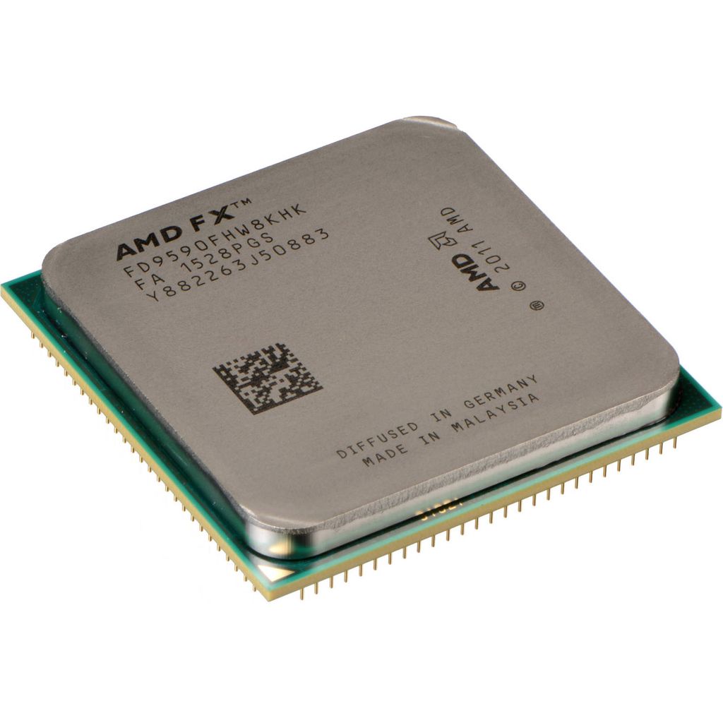 Um processador FX-9590, da AMD: modelo usa a arquitetura Bulldozer, que rendeu multa milionária à empresa por proaganda enganosa (Imagem: Divulgação/AMD)