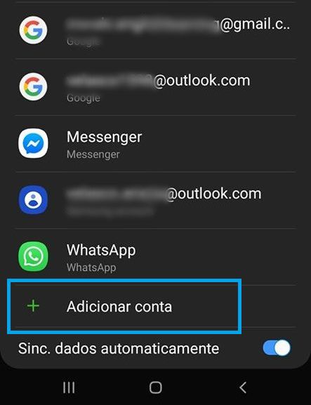 Gerencie todas as suas contas e adicione a Samsung Account no mesmo menu (Captura de tela: Ariane Velasco)