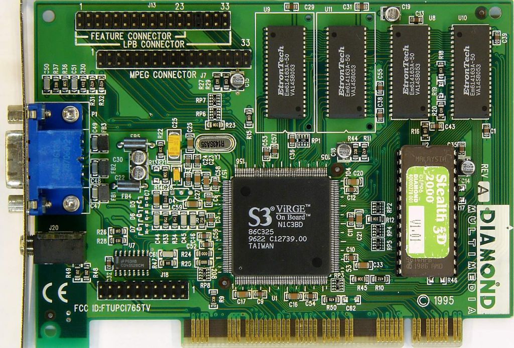 Diamond Multimedia foi uma das primeiras empresas a fabricar placas de vídeo gamer com aceleradores 3D da S3, e posterirmente da 3dfx. (Imagem: VGA Museum / Reprodução)