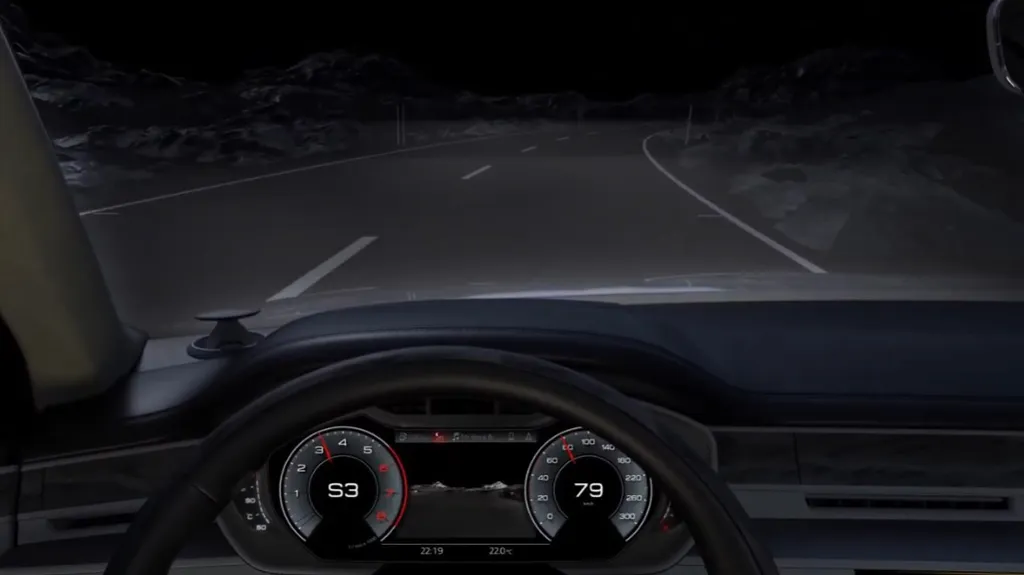 Visão de como é a visão noturna no e-Tron (Imagem: Divulgação/ Audi)