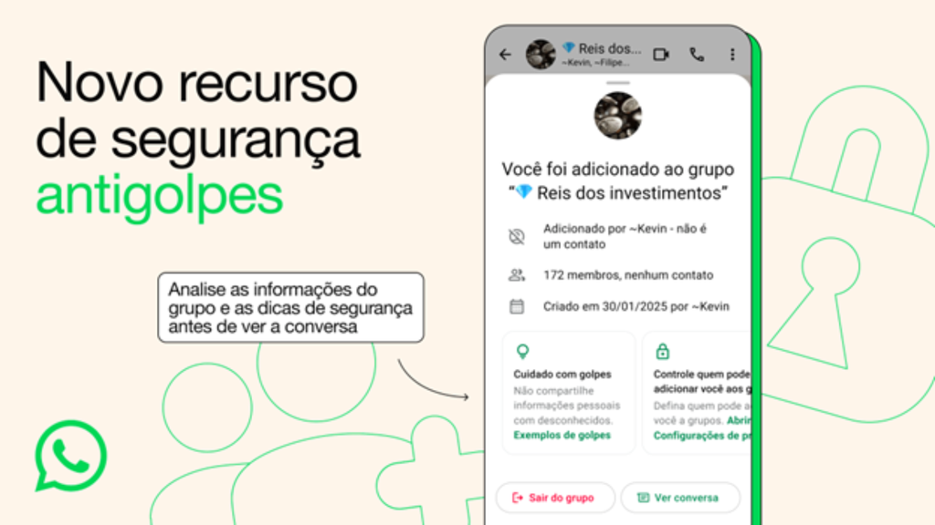 WhatsApp revela notificação para evitar tentativas de golpes realizados dentro do mensageiro (Imagem: Divulgação/Meta)