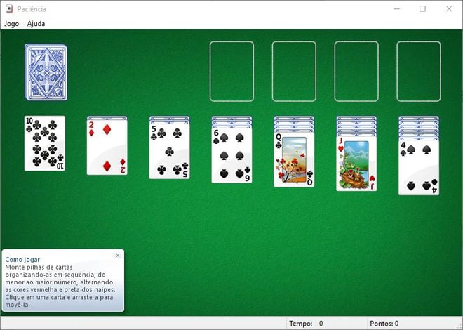 Jogo Paciência (Solitaire) no Jogos 360