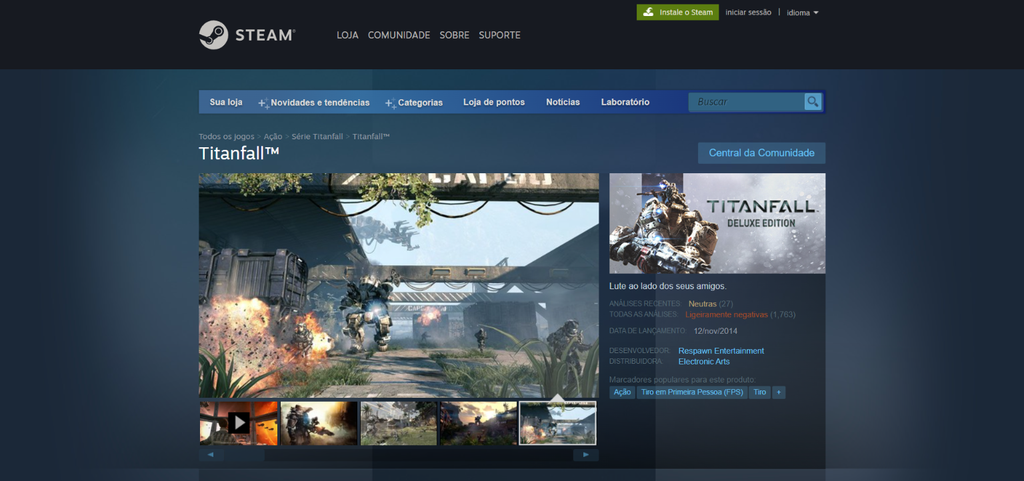 Página de Titanfall no Steam (Imagem: Captura de Tela/Guilherme Sommadossi/Canaltech)