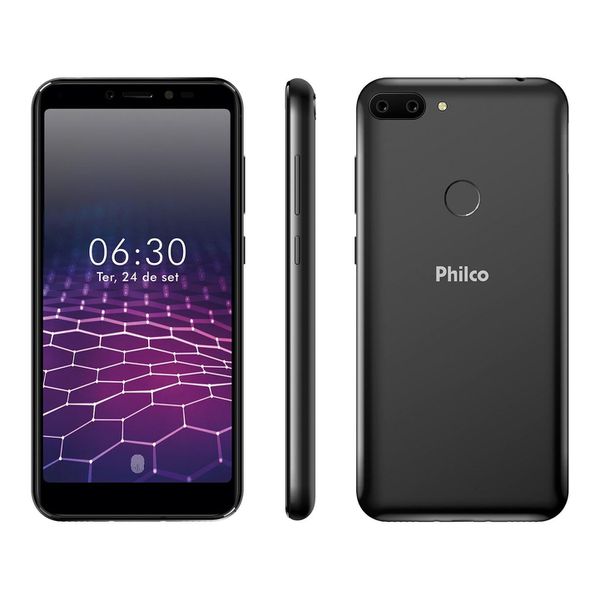 Smartphone Philco PCS01 64GB Preto 4G Octa-Core - 4GB RAM Tela 5,45” Câm. Dupla + Selfie 5MP [À VISTA]