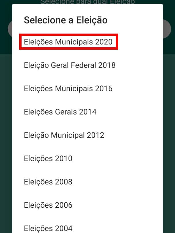 Selecione a opção "Eleições Municipais 2020" (Captura de tela: Matheus Bigogno)
