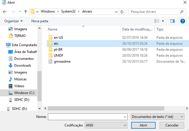 Edite o arquivo Hosts localizado em seu computador / Captura de tela: Ariane Velasco