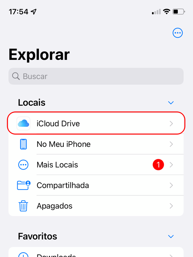 Abra o iCloud Drive no app Arquivos do iPhone ou iPad - Captura de tela: Thiago Furquim (Canaltech)