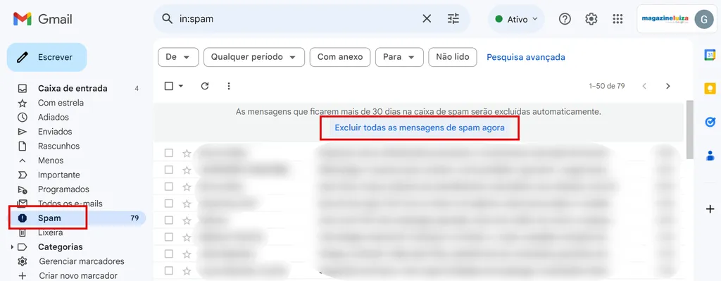 Como excluir todas as mensagens de spam do Gmail (Imagem: Captura de tela/Guilherme Haas/Canaltech)