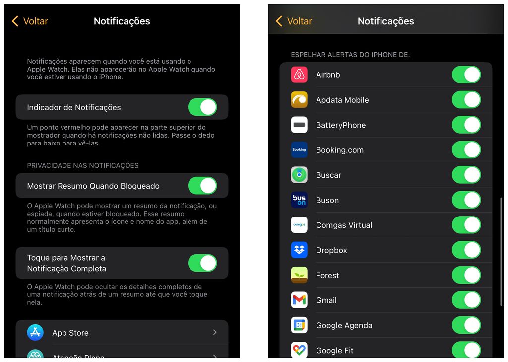 Gerencie as notificações dos aplicativos instalados em seu smartwatch (Captura de tela: Lucas Wetten)