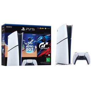 PARCELADO | PlayStation 5 Slim Edição Digital 1TB 1 Controle Branco Sony + Gran Turismo 7 & Astro Bot | CUPOM