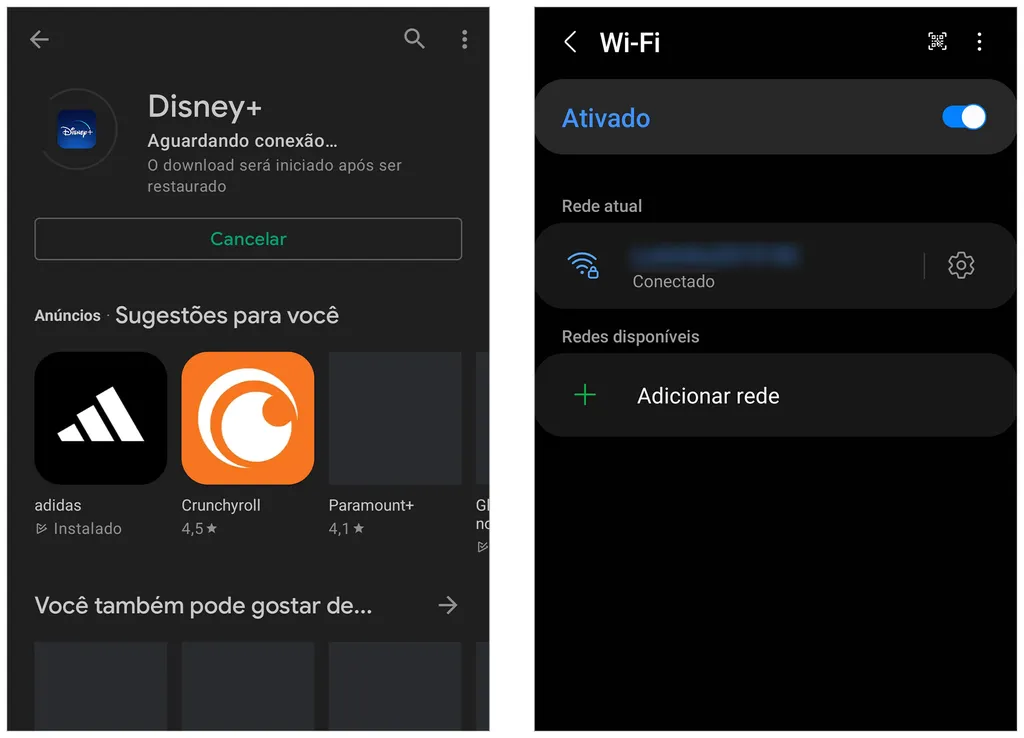 A Play Store não baixa aplicativos sem uma conexão com a internet (Captura de tela: André Magalhães)