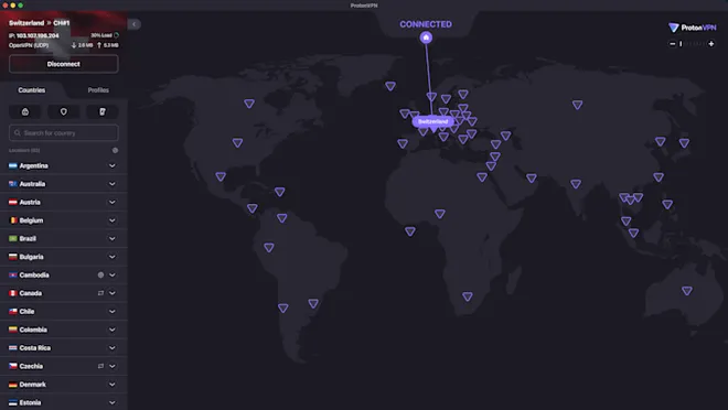 A VPN permite acessar a sites e serviços com IP de outro país (Imagem: Reprodução/Proton)
