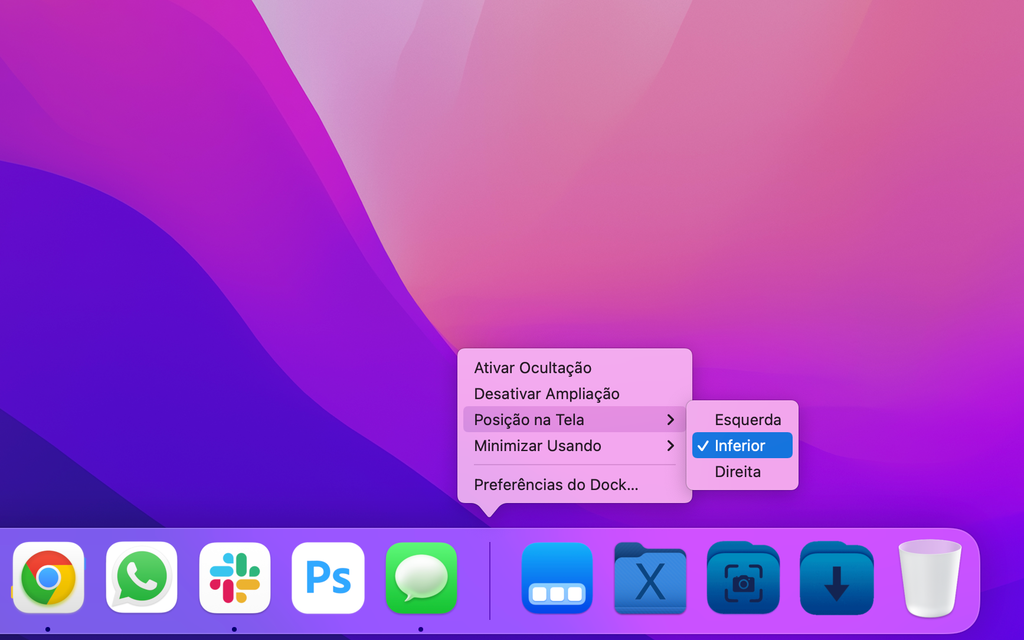 Reposicione o Dock na tela do seu Mac (Captura de tela: Lucas Wetten)