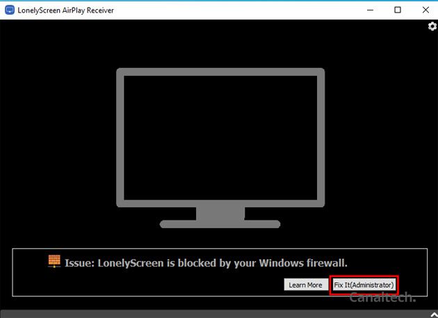 Após a instalação, libere todo o acesso à internet para o LonelyScreen clicando neste botão
