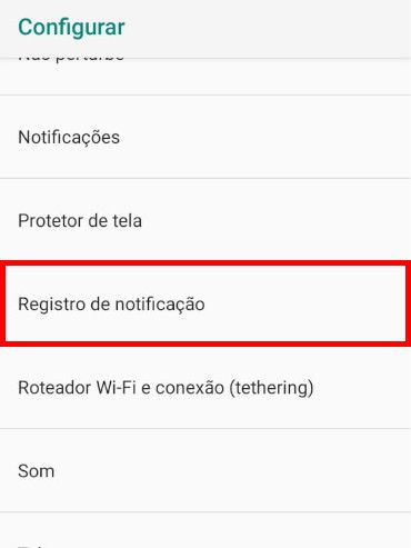 Ao soltar o ícone, o menu "Configurar" irá aparecer, então selecione o item "Registro de notificação" (Captura de tela: Matheus Bigogno)