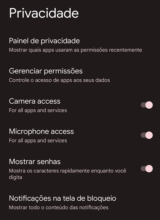 Ferramentas de privacidade permitem bloquear completamente acesso a câmera e microfone de todos os apps de uma só vez (Imagem: Renato Santino/Canaltech)