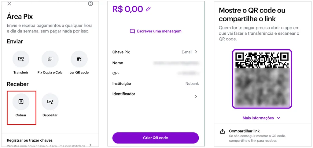 Crie um QR Code para receber pagamentos (Captura de tela: André Magalhães)