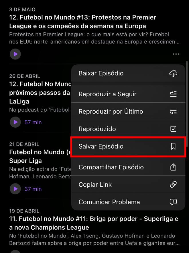 Selecione para salvar o episódio. Captura de tela: Lucas Wetten (Canaltech)