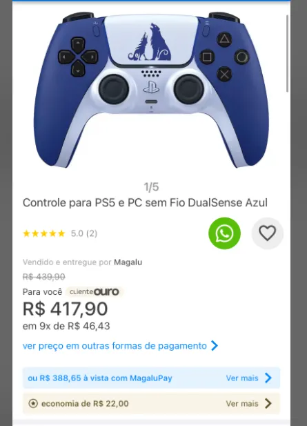 🎮 COM CUPOM  Controle DualSense de PS5 está muito barato no Magalu -  Canaltech