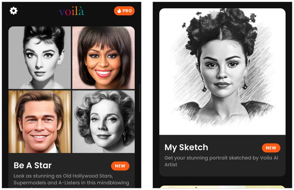 Voilà tem categorias variadas para transformar suas fotos em avatares artísticos (Captura de tela: Caio Carvalho)