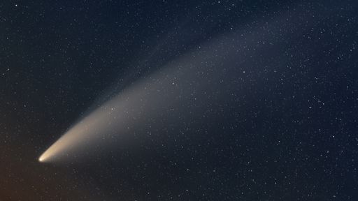 Veja o cometa NEOWISE brilhando acima do foguete Falcon 9, da SpaceX