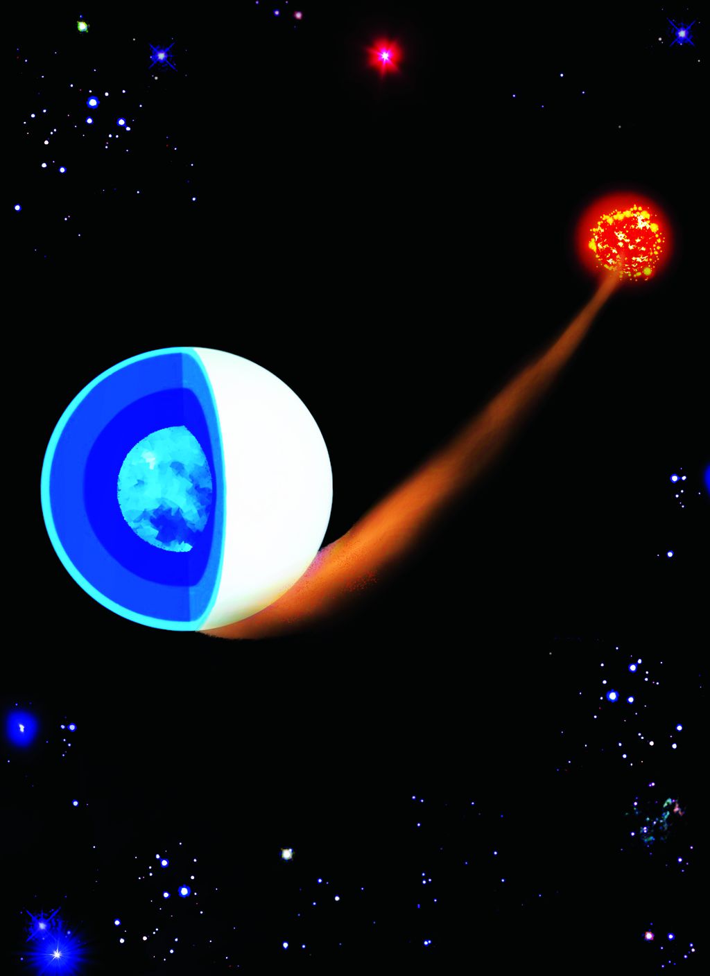O campo magnético poderoso encontrado em algumas anãs brancas pode estar relacionado à interação de sistemas binários (Imagem: Reprodução/Paula Zorzi)