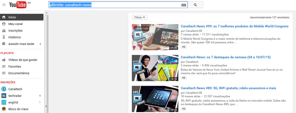 Pesquisa títulos YouTube Pesquisa títulos YouTube