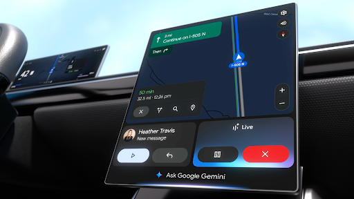 Carro com Android Auto e Gemini