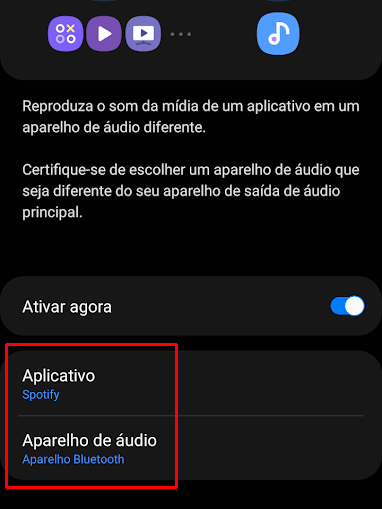 Exemplo da função ativa em celular Samsung