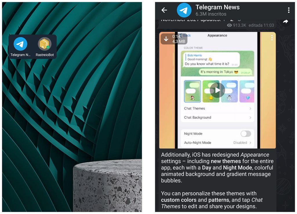 Telegram facilita o acesso às suas conversas preferidas pelo widget (Captura de tela: André Magalhães)