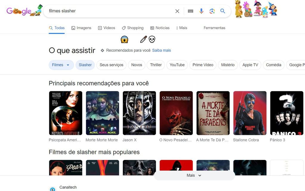 Google resume filmes com emojis (Imagem: Reprodução/Google)