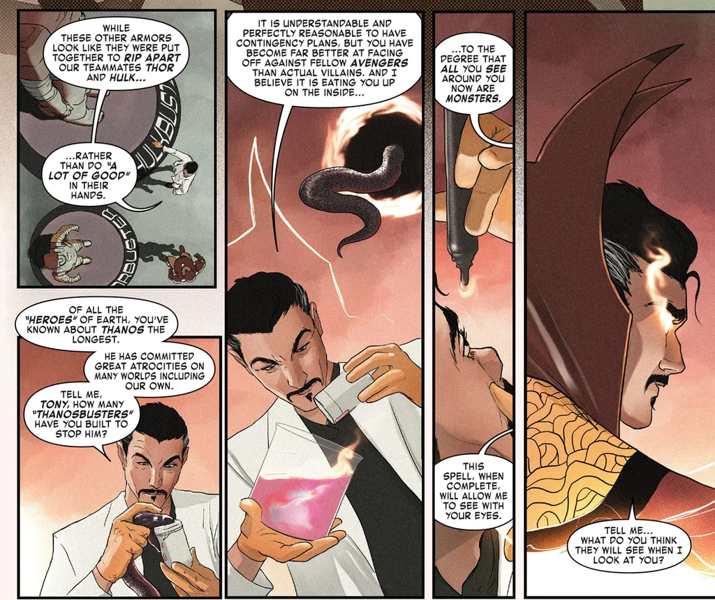 Tony Stark revela ter planos de contingência para seus amigos Vingadores, assim como Batman fez com a Liga da Justiça (Imagem: Reprodução/Marvel Comics)
