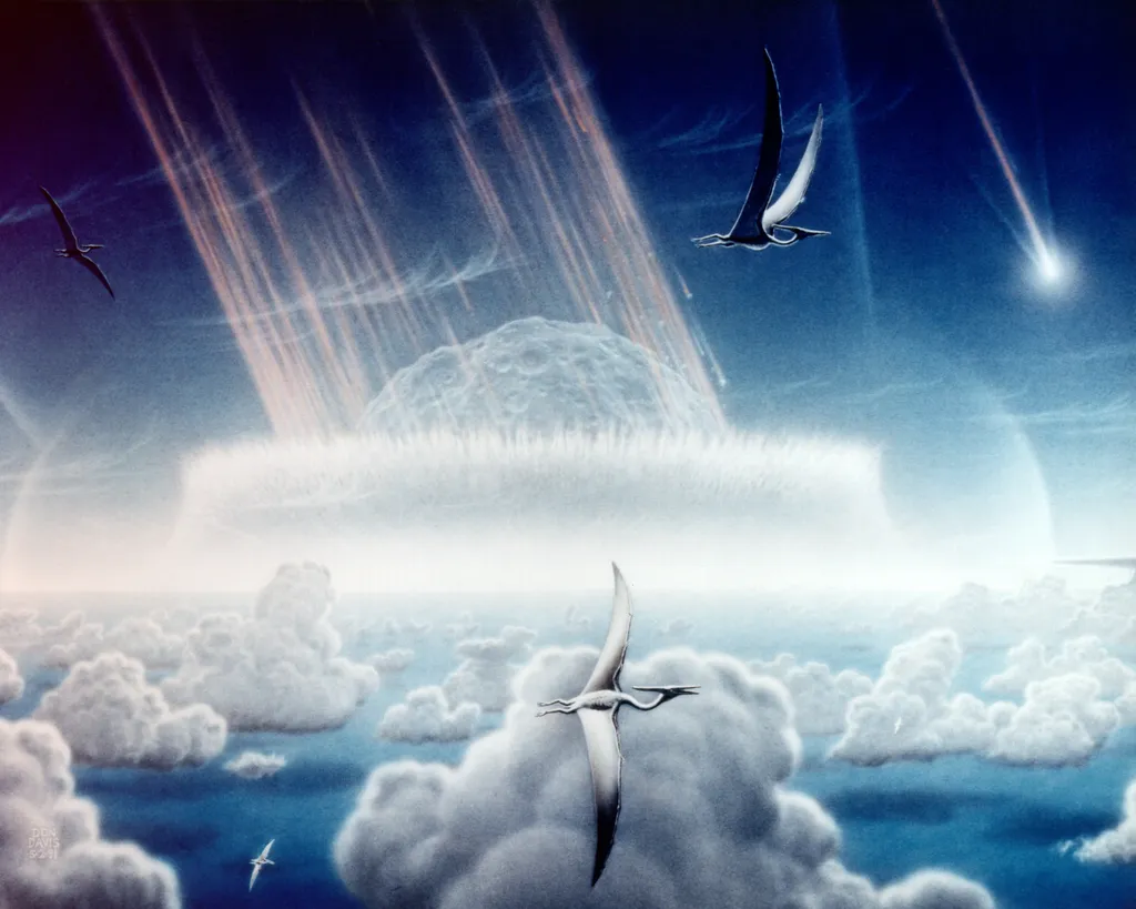 Chicxulub, o meteoro que extinguiu os dinossauros, é consenso científico, mas há quem ache que eles já caminhavam para o fim há milhões de anos (Imagem: Donald E. Davis/CC BY-SA 3.0)