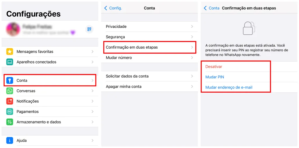 Ative a opção "Confirmação em duas etapas" (Captura de tela: Canaltech/Felipe Freitas)