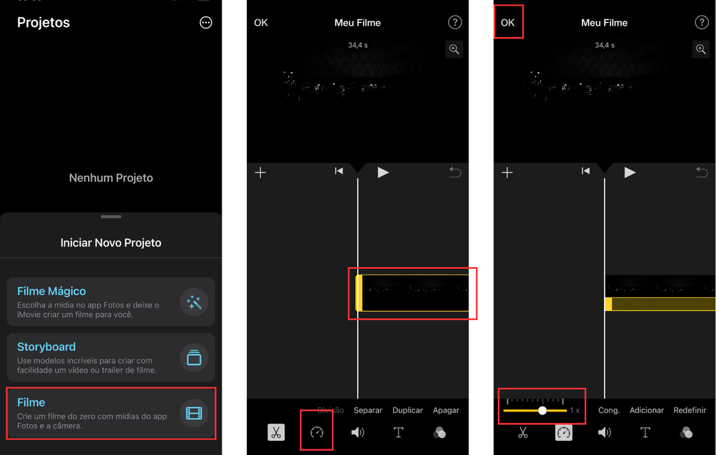 Como acelerar vídeos no iMovie (Imagem: Captura de tela/Bruno De Blasi/Canaltech)