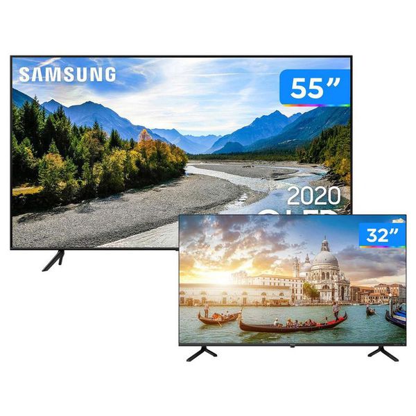 Combo Smart TV 4K QLED 55” Samsung 55Q60TA Wi-Fi - Bluetooth HDR 3 HDMI 2 USB + HD D-LED 32” Philco [À VISTA]