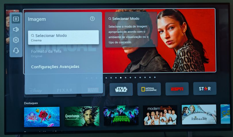 TV LG configuração para filme