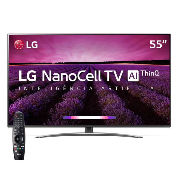 Smart TV LED 55" UHD 4K LG 55SM8100PSA NanoCell, ThinQ AI Inteligência Artificial IoT, IPS, HDR Ativo, DTS Virtual X, WebOS 4.5 e Controle Smart Magic