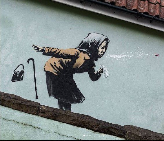Essa é uma obra original do artista em um muro na Inglaterra (Imagem: @bansky/Instagram)